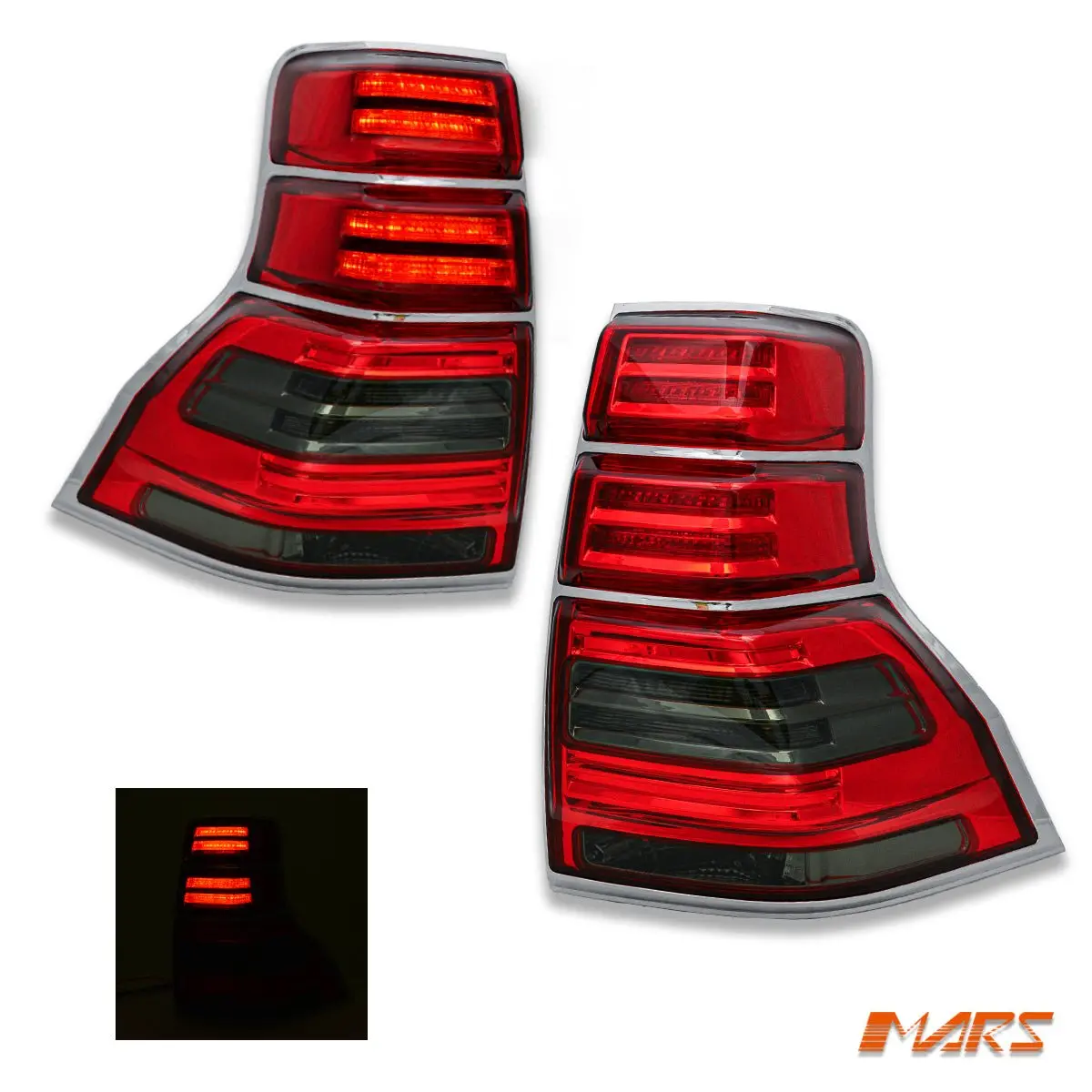 Smoked Red Led Tail Lights For Toyota Landcruiser Prado 150 Series Fj150 Lc150 2009-2017 1