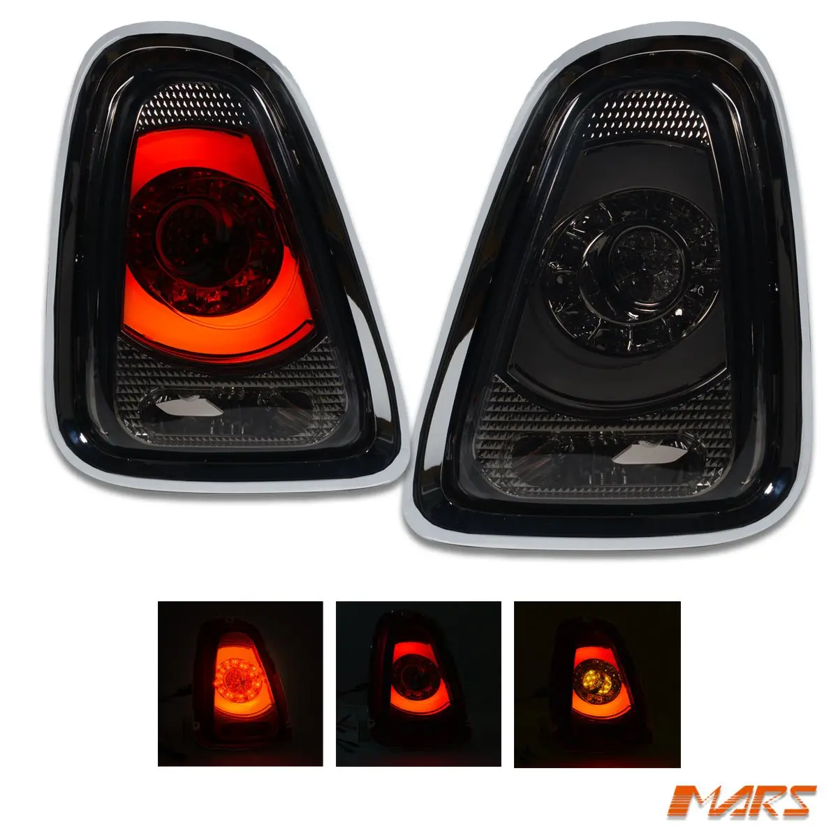 Smoked Tail Lights With 3D Stripe Bar & Led Indicators For Mini Cooper Hatch R56 Lci 2010-2013 1
