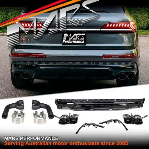 Sq7 Style Rear Bumper Bar Diffuser Bodykit With Exhaust Tips For Audi Q7 4M 2020-2023 1