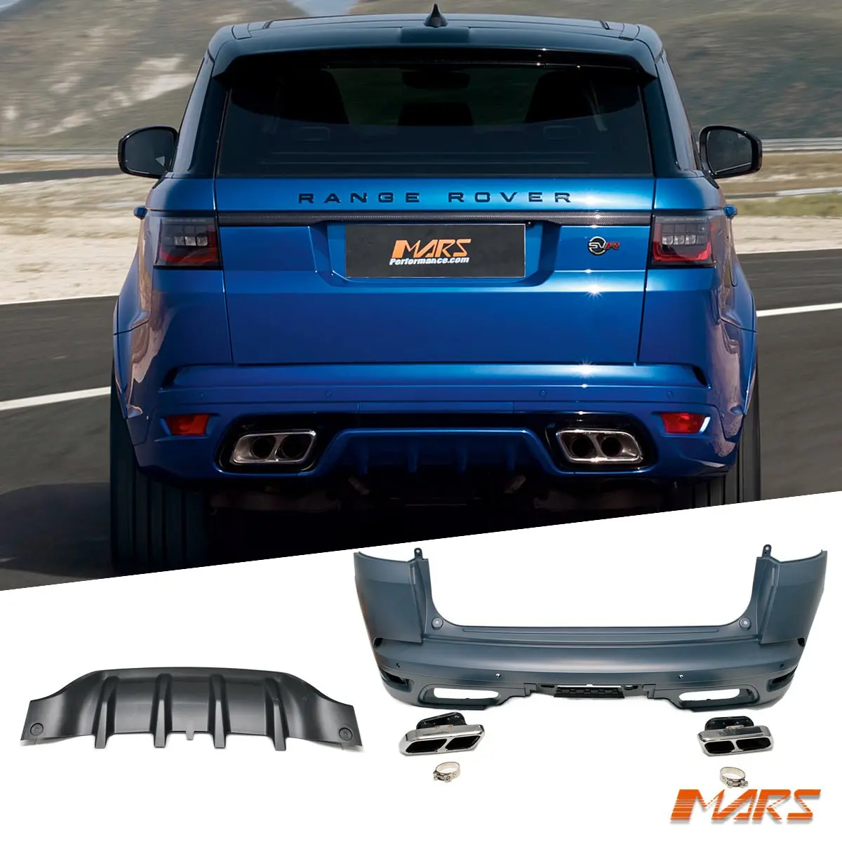 Svr Style Rear Bumper Bar Bodykit With Exhaust Tips For Land Rover Range Rover Sport L494 2013-2021 1