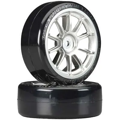Tamiya 	54022 1/10 Sd Drift Tech Tires/10-Spoke Whls 24Mm 1