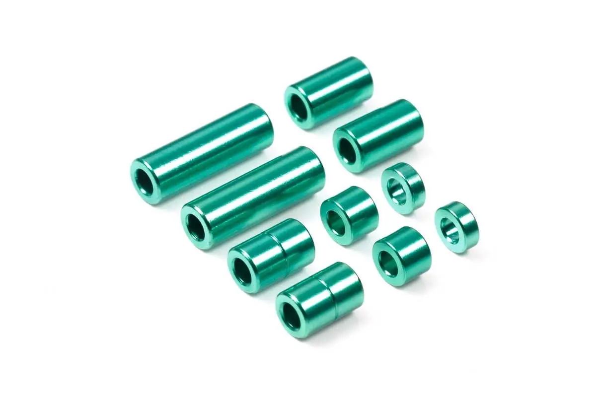 Tamiya 95515 Jr Aluminum Spacer Set Green 12/6.7/6/3/1.5Mm 2Pcs Each 1