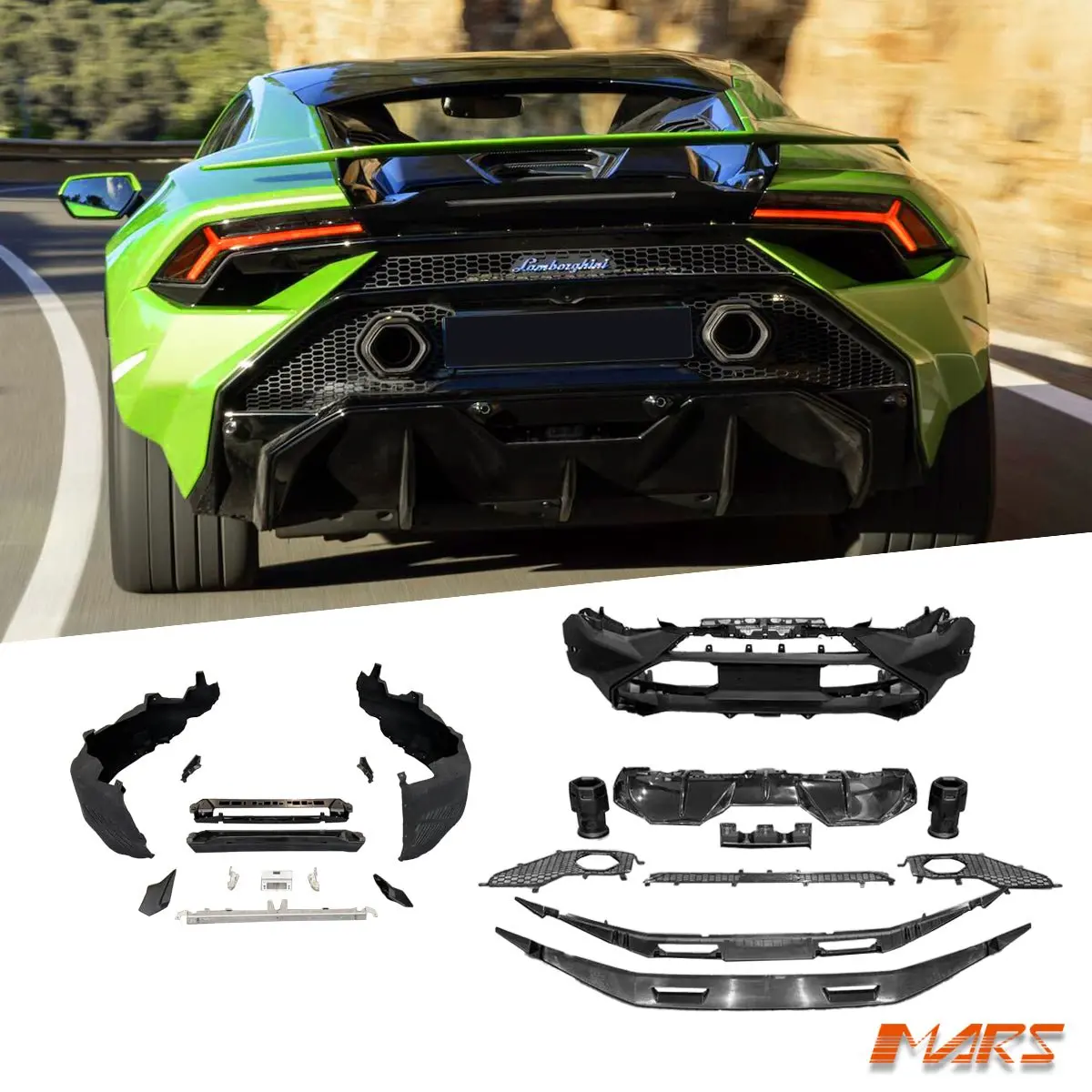 Tecnica Style Rear Bumper Bar With Exhaust Tips Bodykit & Spoiler For Lamborghini Huracán Huracan 2014-2024 1