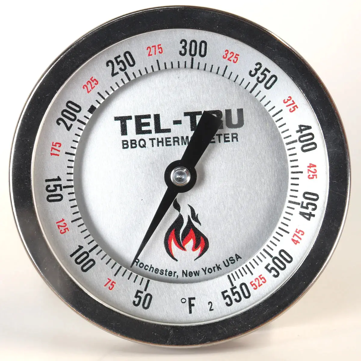 Tel-Tru Bq300r Bbq Grill & Smoker Thermometer 3" Dial 2.5" Stem Calibratable 1