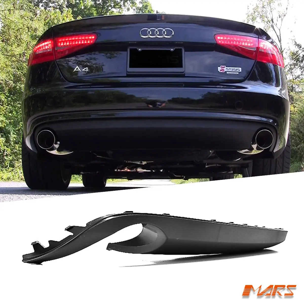 Twin Exhaust Outlet Rear Bumper Bar Diffuser Bodykit For Audi A4 B8 2012-2015 Sedan 1