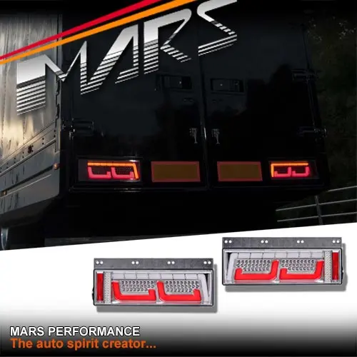 Universal Fit Full Led 3D Stripe Tail Lights With Dynamic Indicators For 24V Truck & Trailer 1