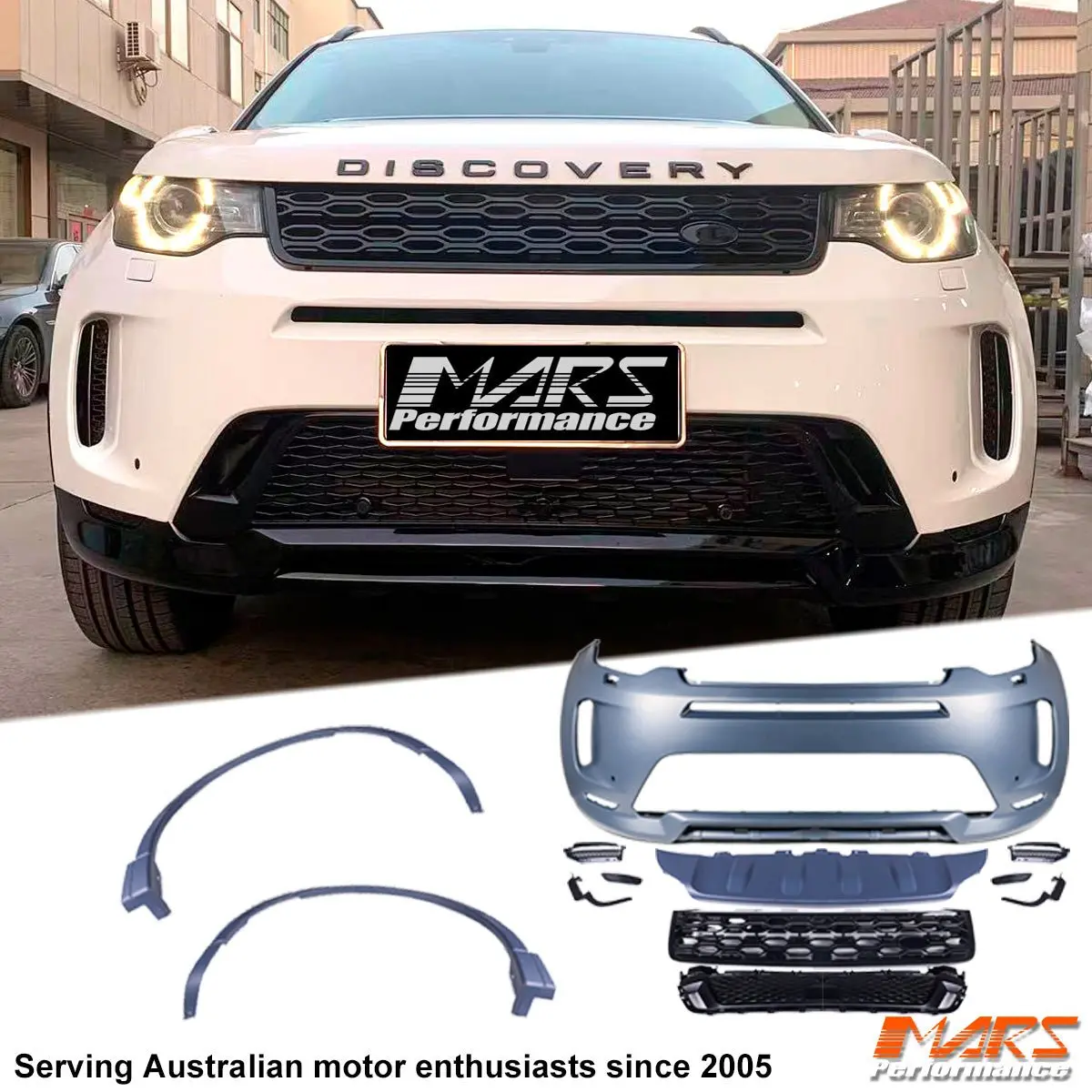 Update My19 Style Front Bumper Bar Bodykit With Grill For Land Rover Discovery Sport L550 2015-2019 1