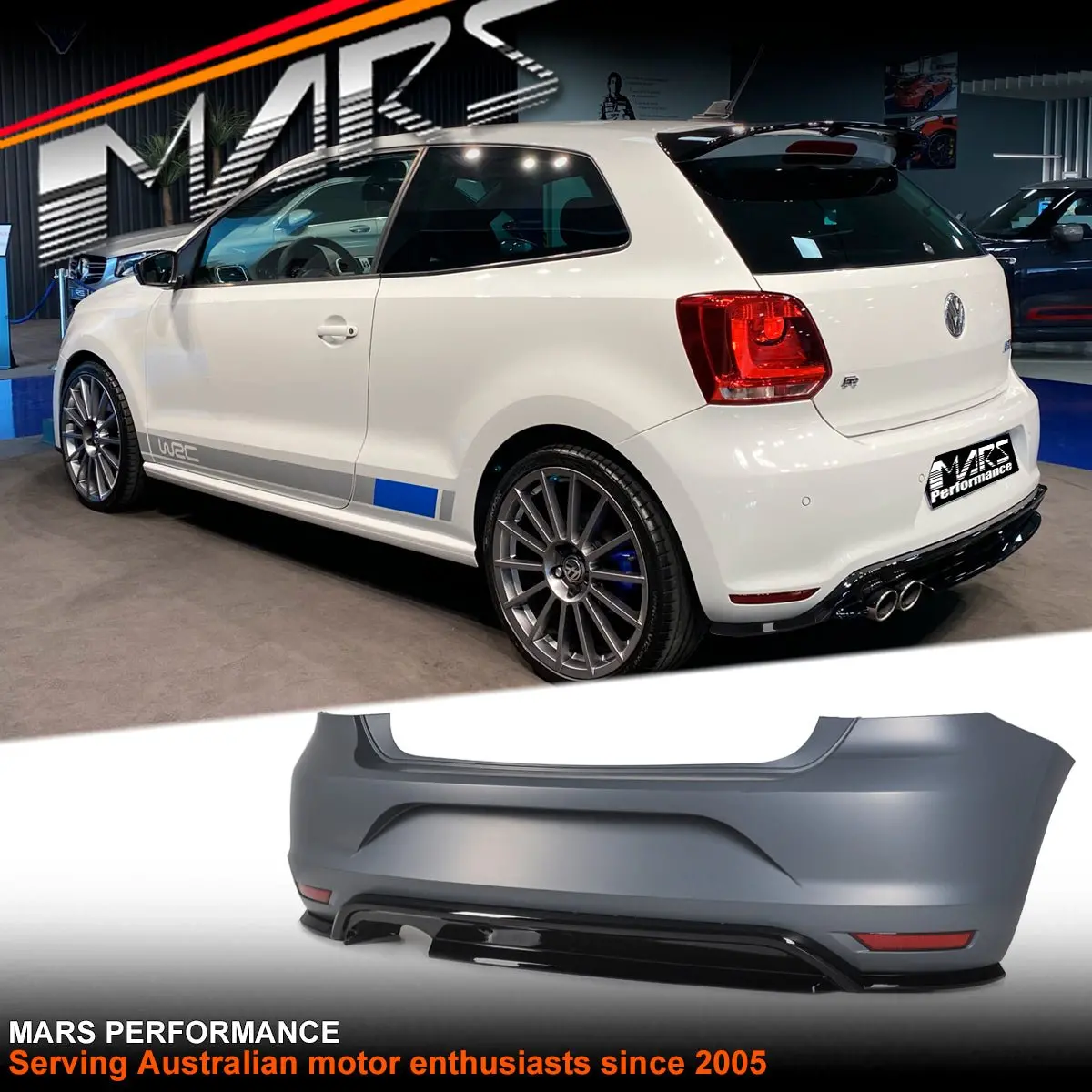 Wrc Style Rear Bumper Bar & Diffuser Bodykit For Volkswagen Vw Polo 6R & 6C 2010-2018 1