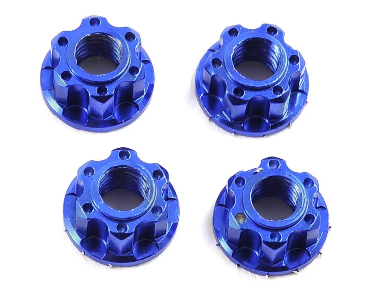 Yeah Racing 4Mm Aluminum Serrated Wheel Lock Nut (4) (Dark Blue) 1