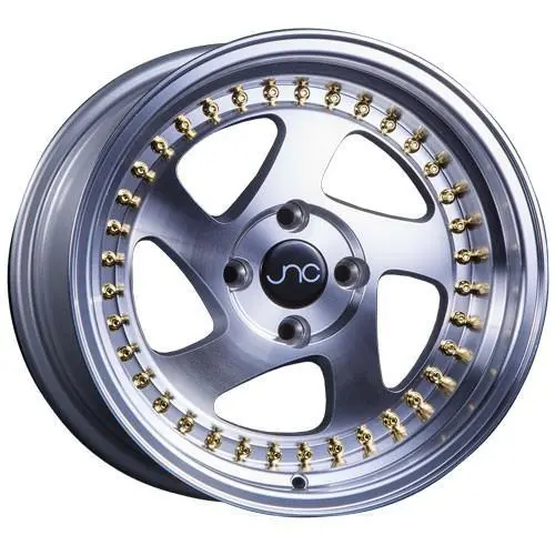 Jnc Wheels Jnc034 Silver Machined Face Gold Rivets 1