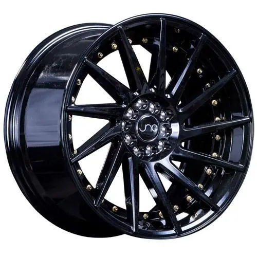 Jnc Wheels Jnc051 Gloss Black Gold Rivets 1
