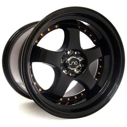 Jnc Wheels Jnc017 Gloss Black Gold Rivets 1