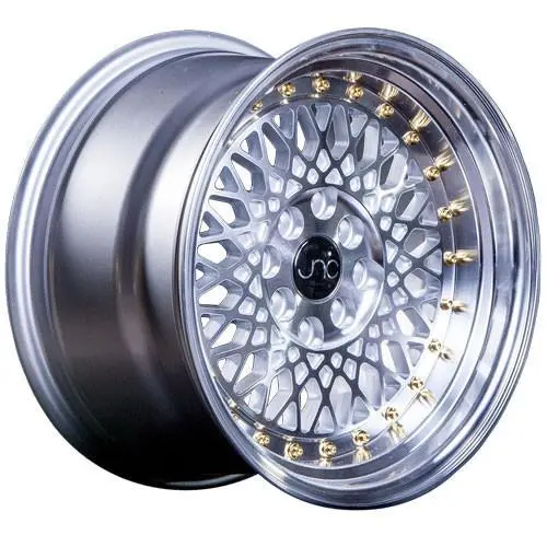 Jnc Wheels Jnc031 Silver Machined Face Gold Rivets 1