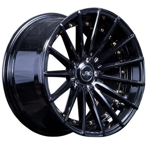 Jnc Wheels Jnc042 Gloss Black Gold Rivets 1