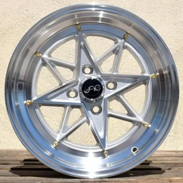 Jnc Wheels Jnc025 Silver Machined Face Gold Rivets 1
