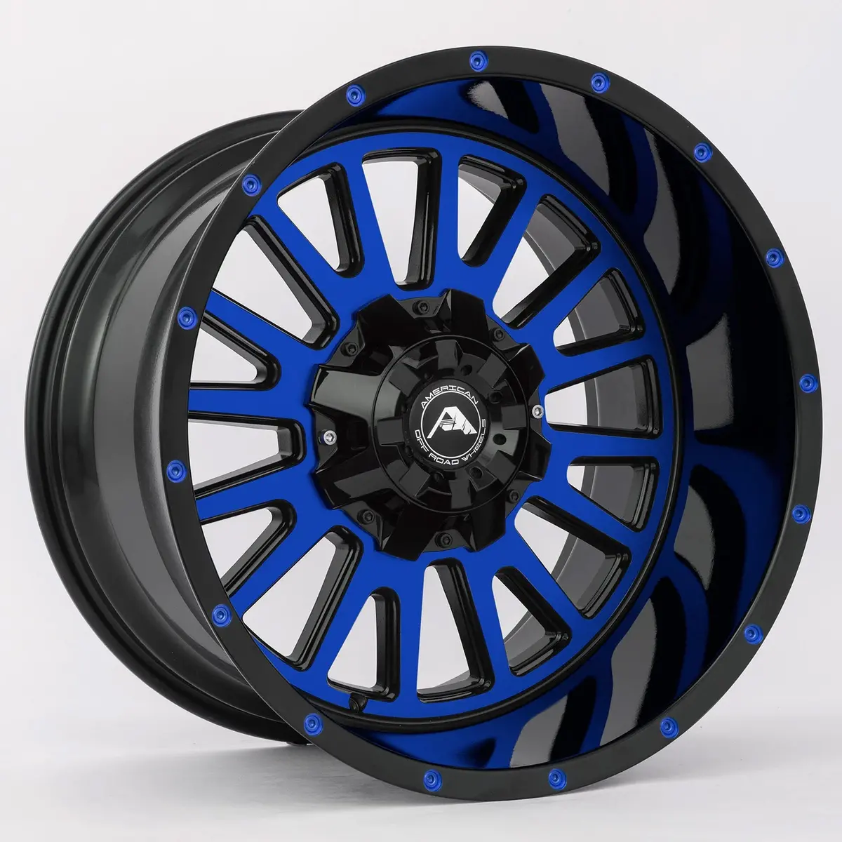 American Offroad Wheels A105 Black Machine Blue 1