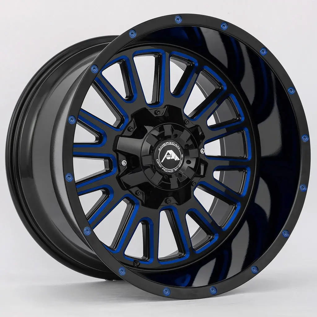 American Offroad Wheels A105 Black Milled Blue 1