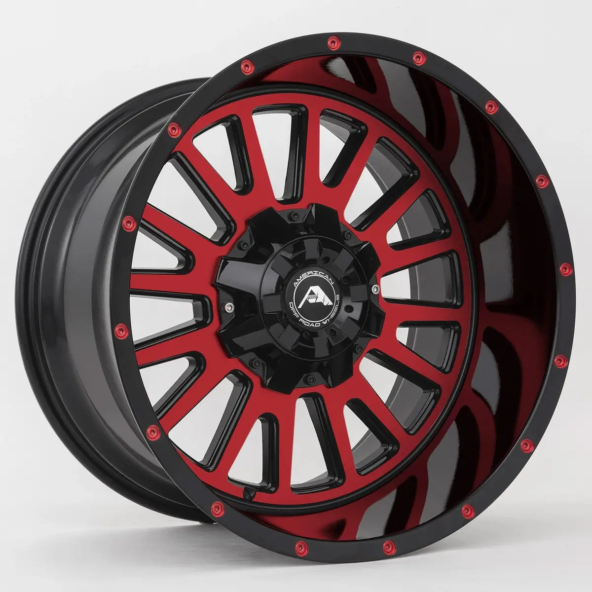 American Offroad Wheels A105 Black Machine Red 1