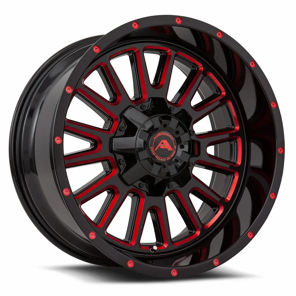 American Offroad Wheels A105 Black Milled Red 1