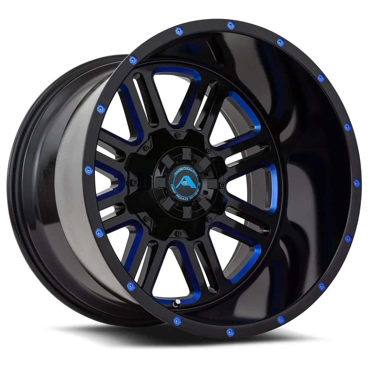 American Offroad Wheels A106 Black Milled Blue 1