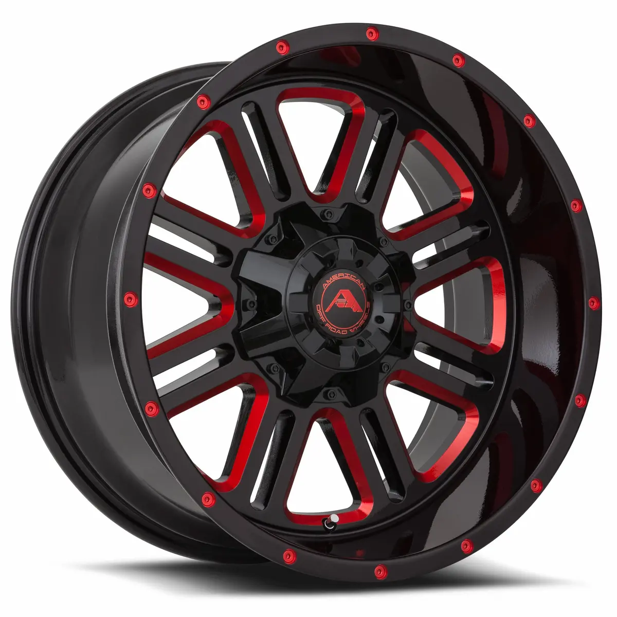 American Offroad Wheels A106 Black Milled Red 1