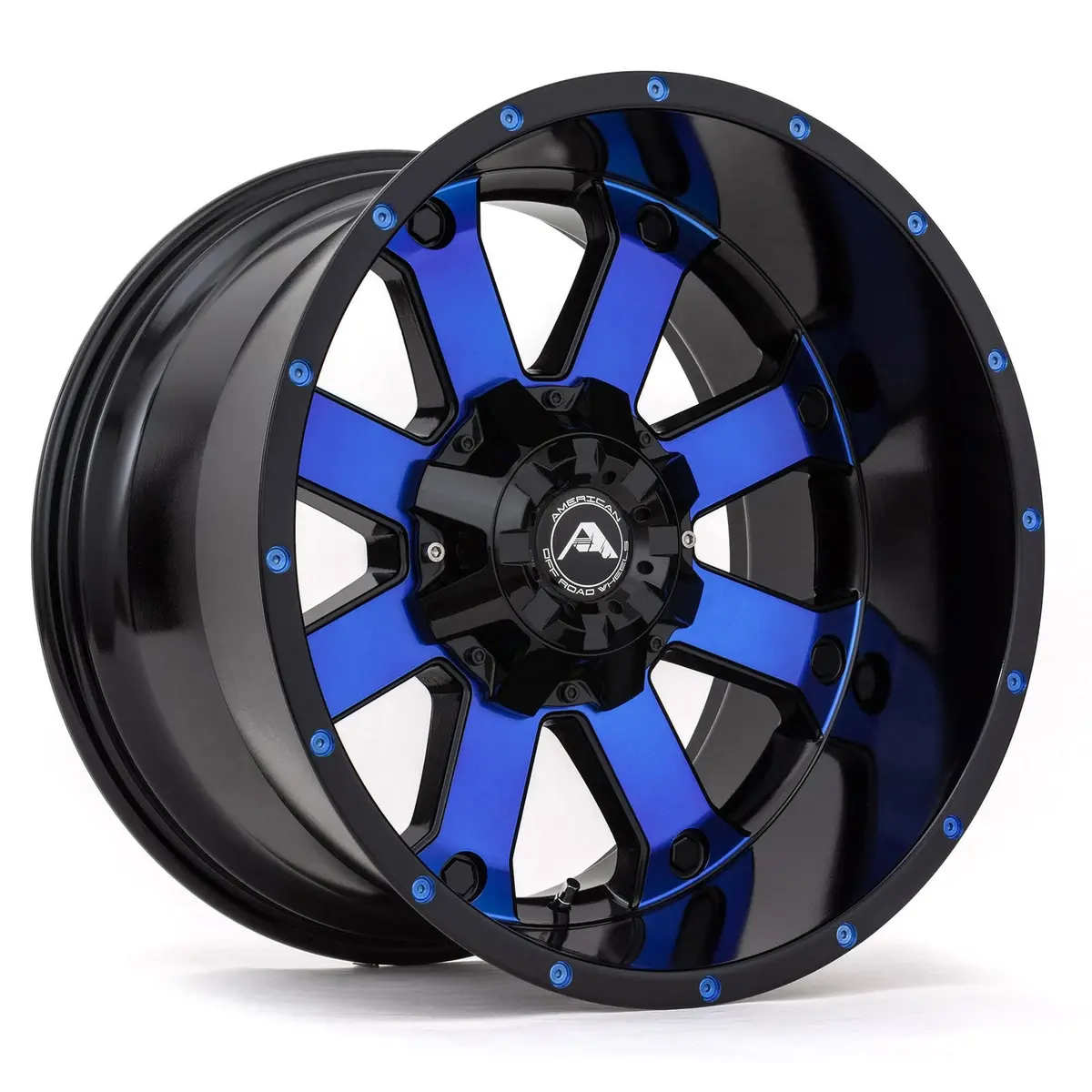 American Offroad Wheels A108 Black Machine Blue 1