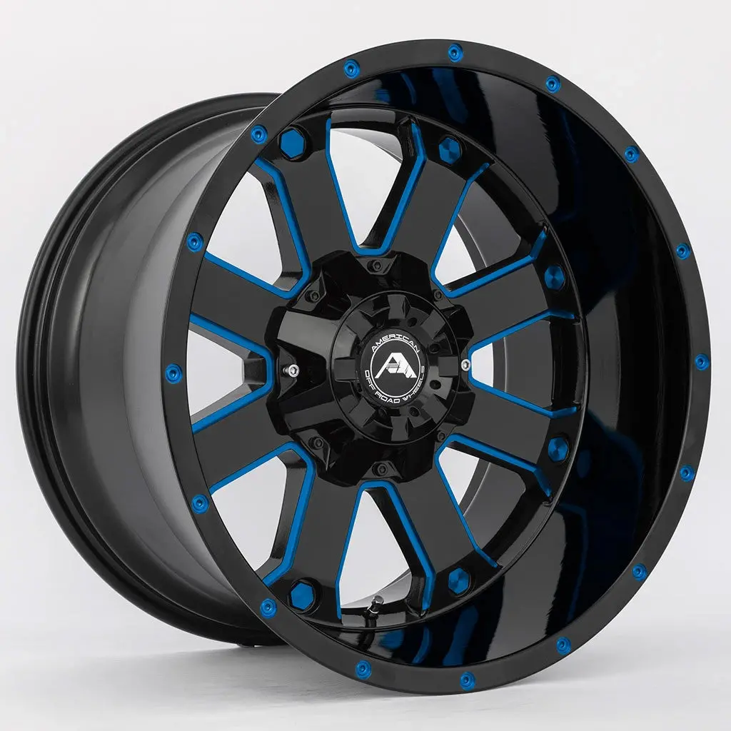 American Offroad Wheels A108 Black Milled Blue 1