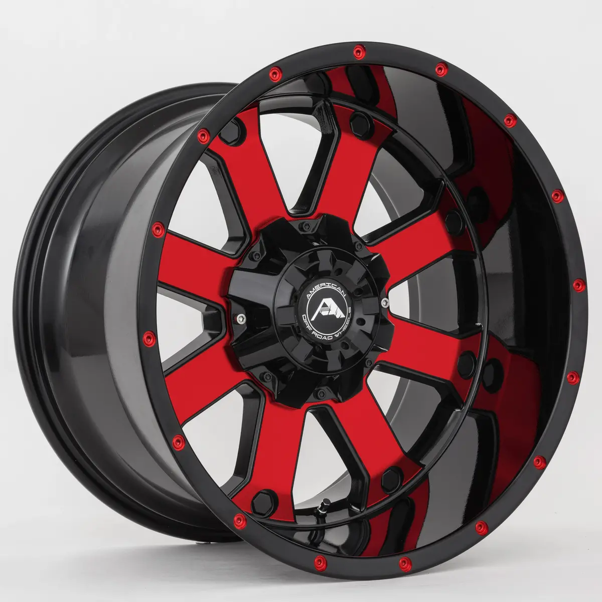 American Offroad Wheels A108 Black Machine Red 1