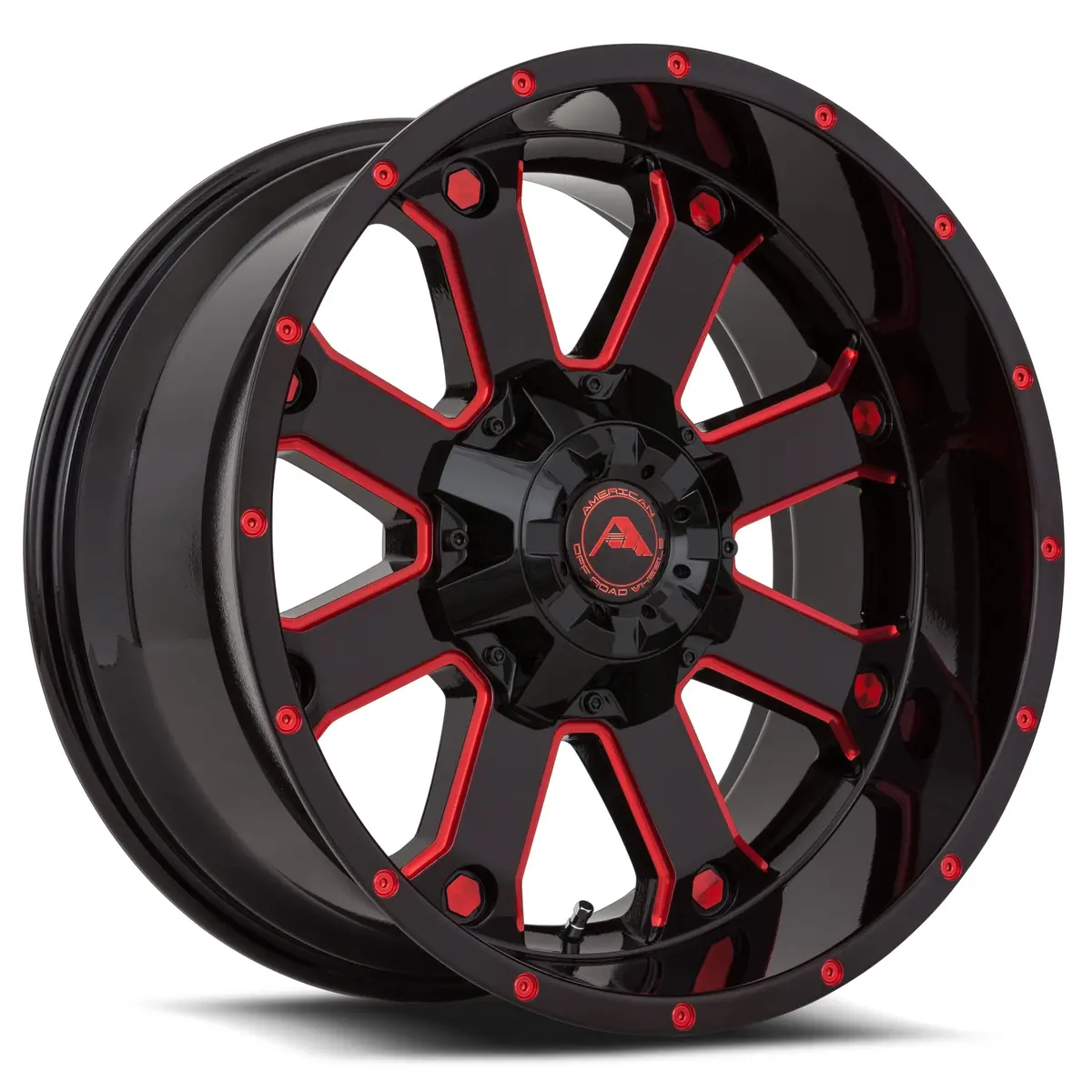 American Offroad Wheels A108 Black Milled Red 1