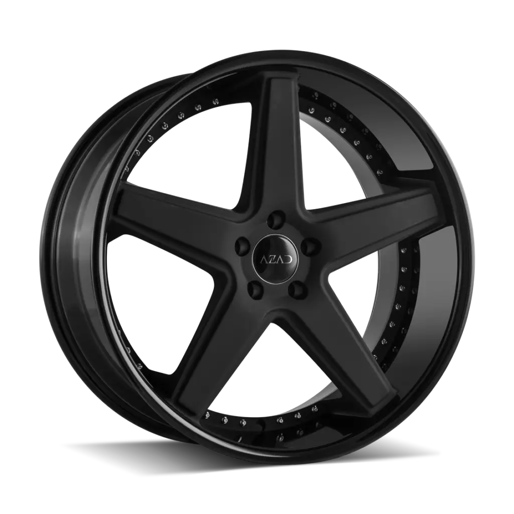 Azad Wheels Az008 Matte Black Face Gloss Black Lip 1