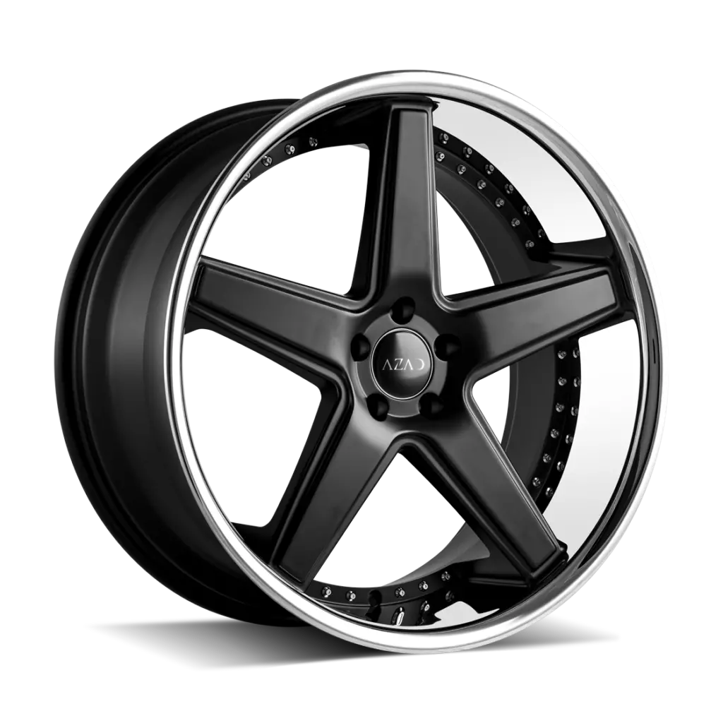 Azad Wheels Az008 Semi Matte Black Stainless Chrome Lip 1