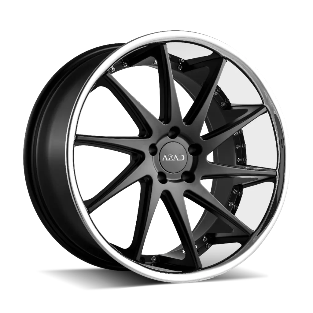 Azad Wheels Az23 Matte Black Stainless Chrome Lip 1