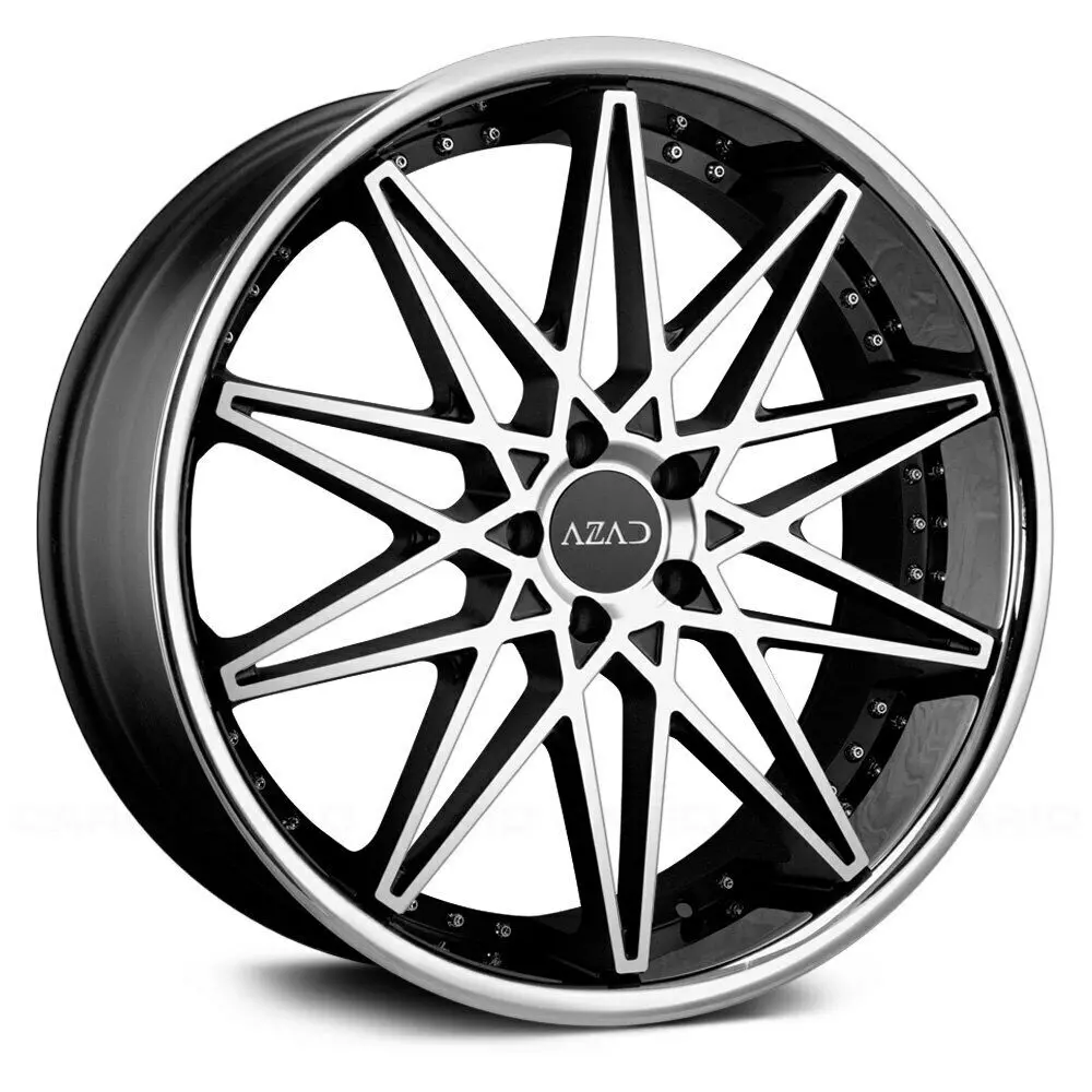 Azad Wheels Az41 Black Machined Stainless Chrome Lip 1