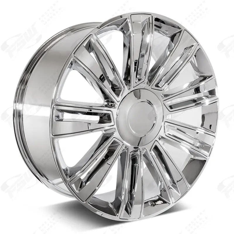 Cadillac Wheels F006 24X9.5 6X139.7 Chrome W Chrome Insert Fit Escalade All Diamond Style 1