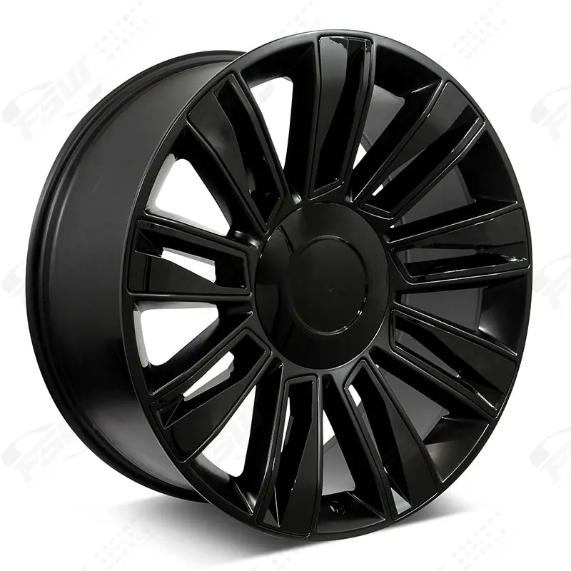 Cadillac Wheels F006 22X9 6X139.7 Matte Black W Gloss Black Insert Fit Escalade All Diamond Style 1