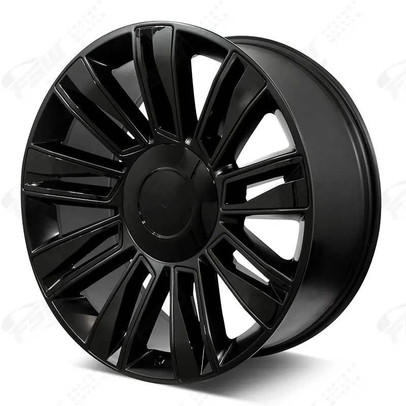 Cadillac Wheels F006 26X9.5 6X139.7 Matte Black W Gloss Black Insert Fit Escalade All Diamond Style 2