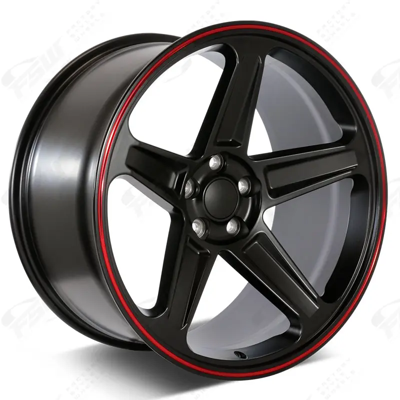 Chrysler Wheels F151 20X9.5/20X10.5 5X115 Matte Black Red Line Fit 300 300C Demon Style 1