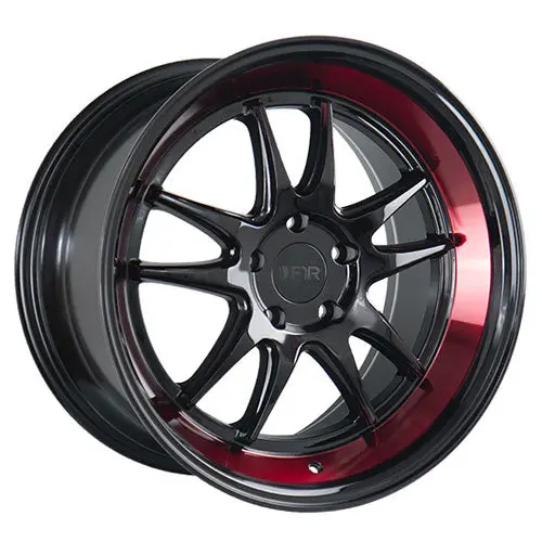 F1r Wheels F102 Gloss Black Red Lip 1