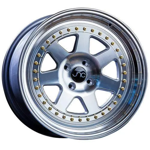 Jnc Wheels Jnc048 Silver Machined Face Gold Rivets 1