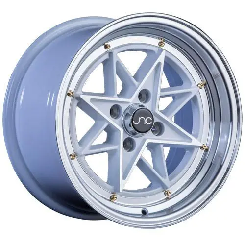 Jnc Wheels Jnc025 White Machined Face Gold Rivets 1