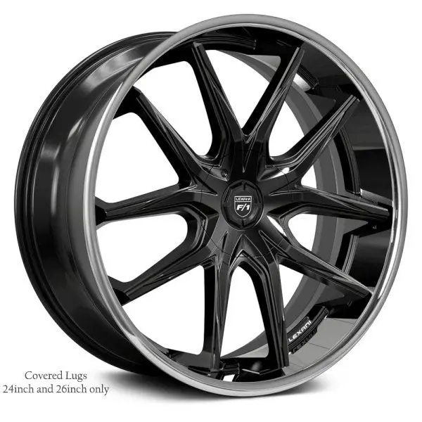 Lexani Wheels R-Twelve Gloss Black Stainless Chrome Lip 1