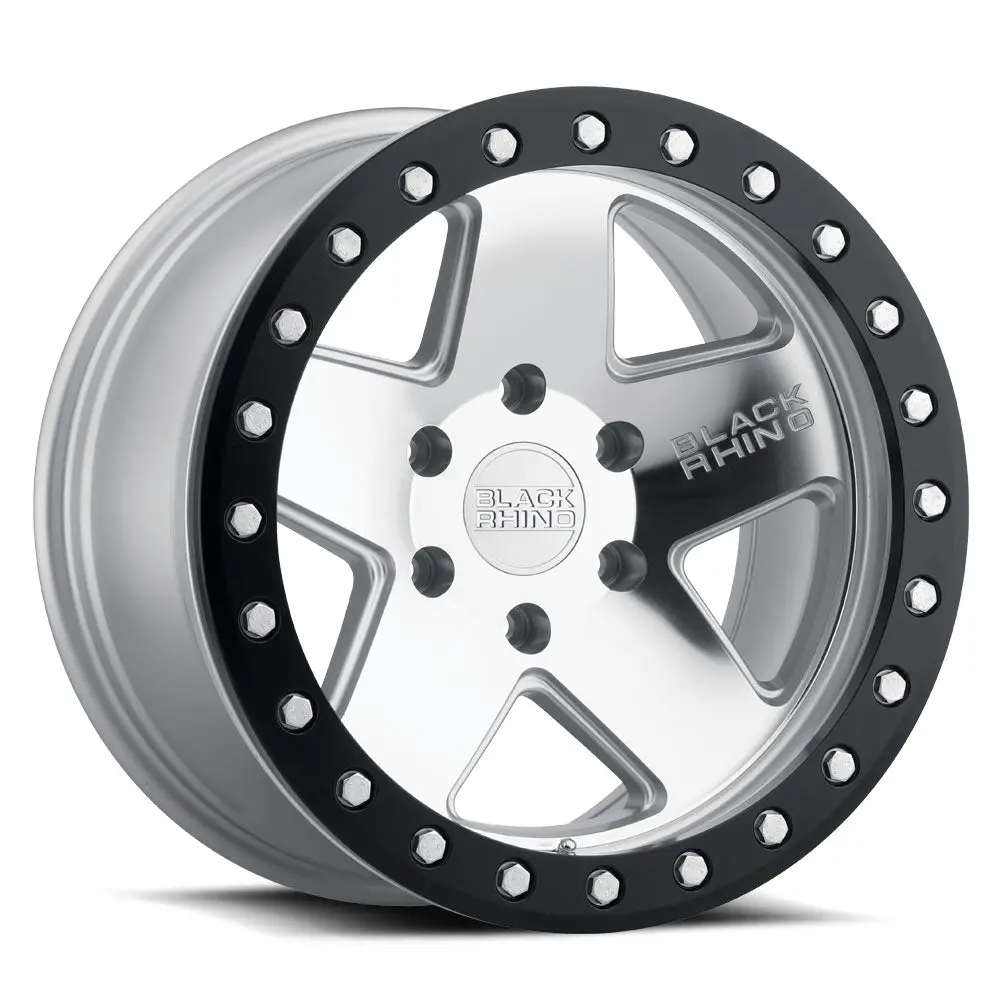 Black Rhino Wheels Crawler Beadlock Silver Mirror Face Black Lip Ring 1